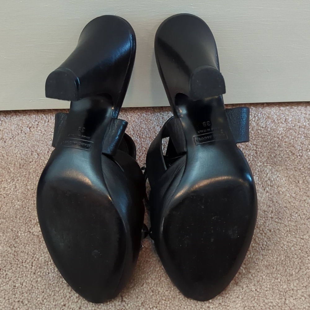Marc Jacobs Peep Toe Leather Heels Size 8.5-9 USA or 39 EU - Picture 10 of 11